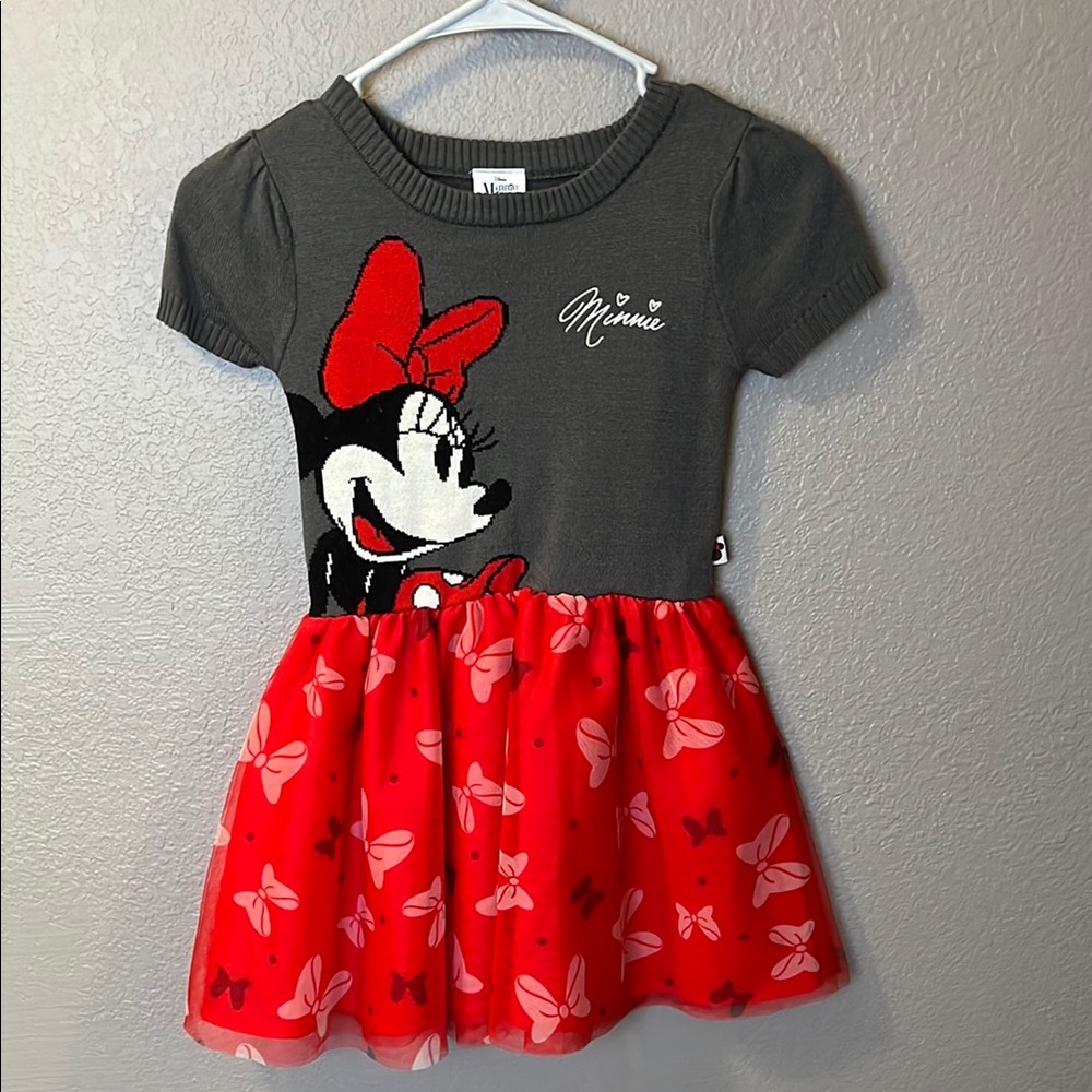 Disney Gray Puff Sleeve Minnie Mouse Sundress